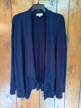 Michael Stars Navy Open-Front Draped Cardigan